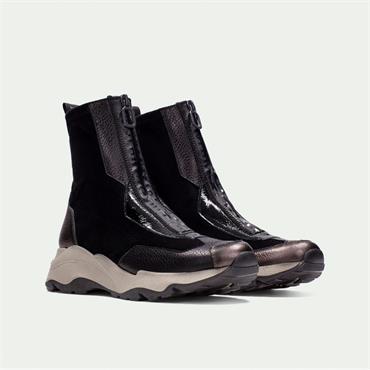 Hispanitas Nepal Front Zip Sporty Boot - Black Combi